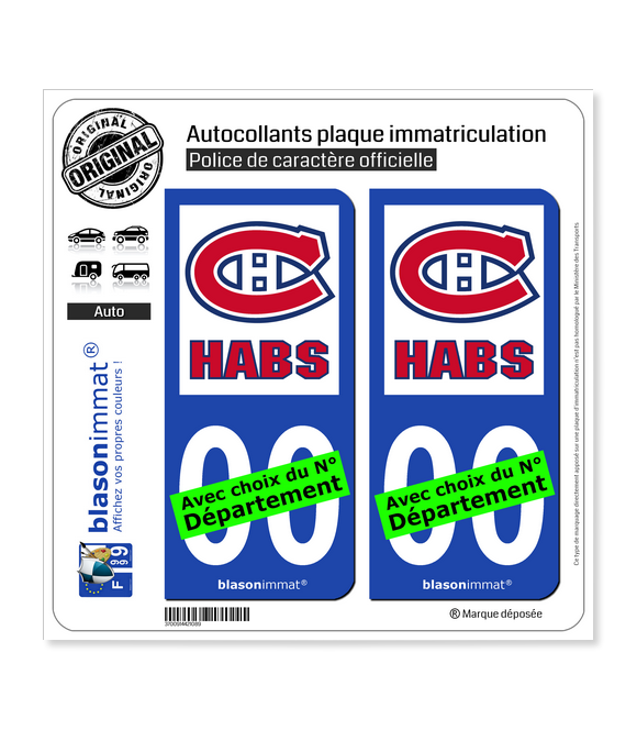 Canadiens - Habs | Autocollant plaque immatriculation