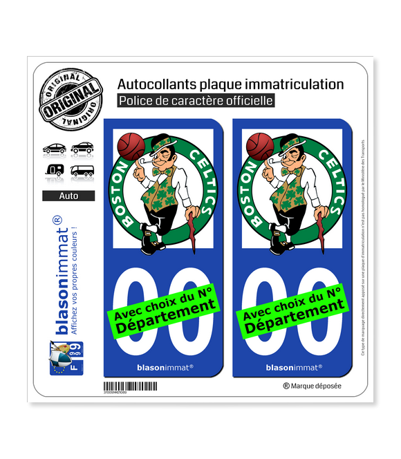 Celtics de Boston - Basket-ball | Autocollant plaque immatriculation