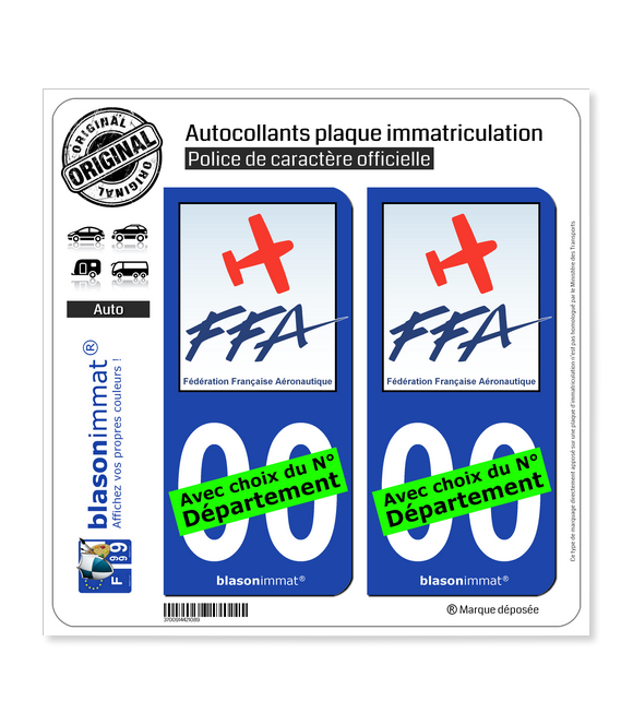 FF Aéronautique | Autocollant plaque immatriculation