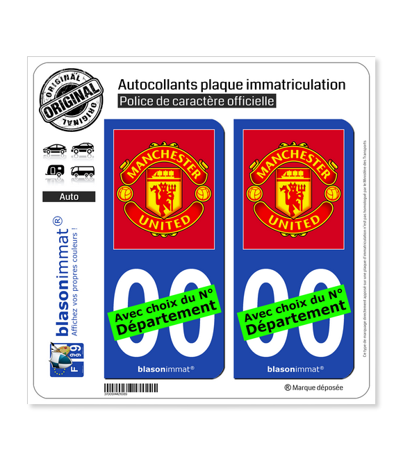 Manchester United - Football Club | Autocollant plaque immatriculation