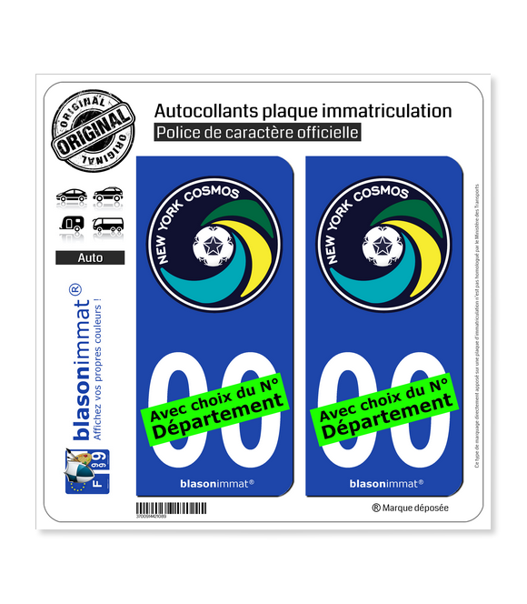 New York Cosmos - Soccer | Autocollant plaque immatriculation
