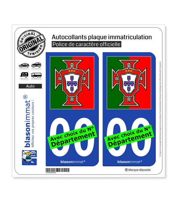 Selecção - FPF Drapée | Autocollant plaque immatriculation