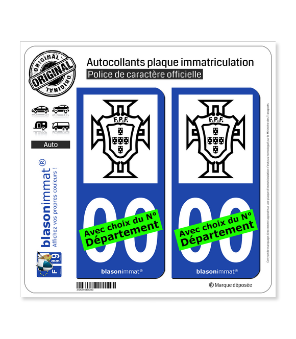 Selecção - FPF N&B | Autocollant plaque immatriculation