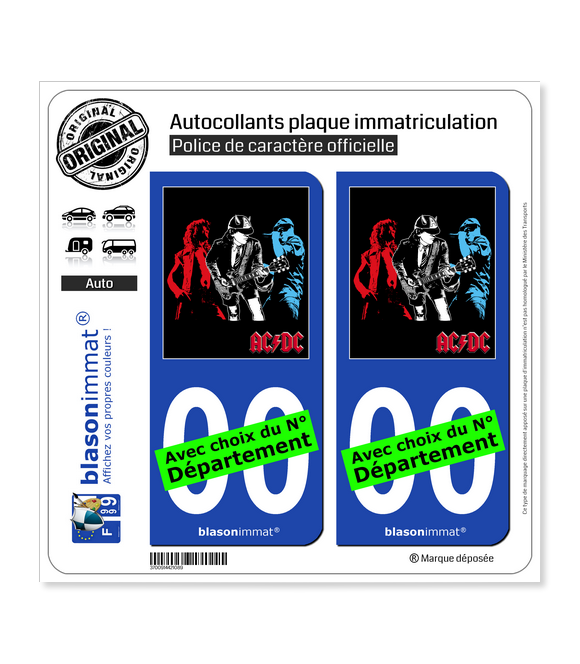 AC-DC | Autocollant plaque immatriculation