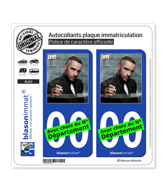 Eros Ramazzotti | Autocollant plaque immatriculation