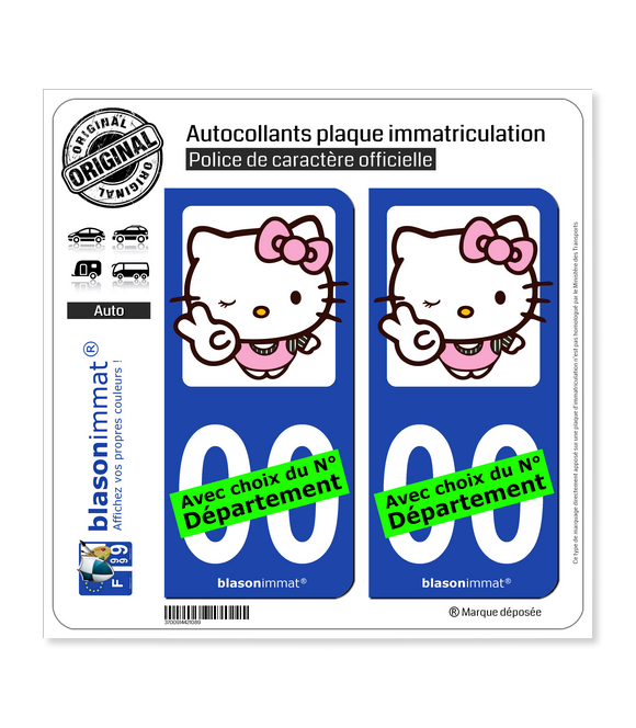 Hello Kitty | Autocollant plaque immatriculation