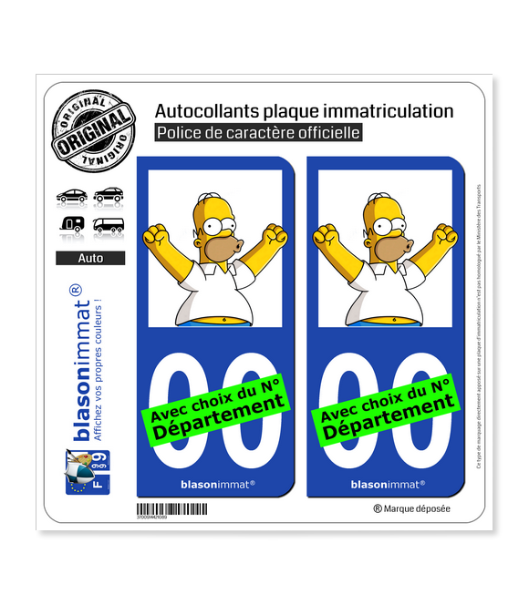 Homer Jay Simpson | Autocollant plaque immatriculation