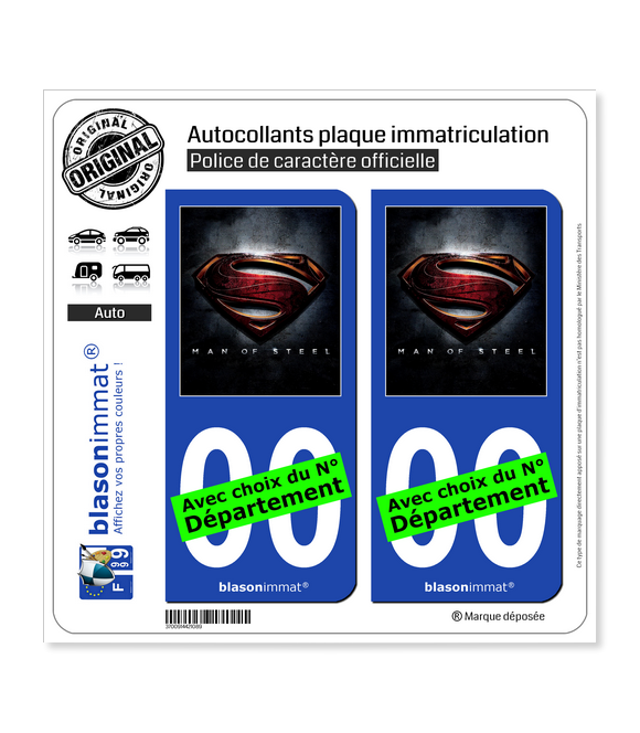 Man of Steel | Autocollant plaque immatriculation