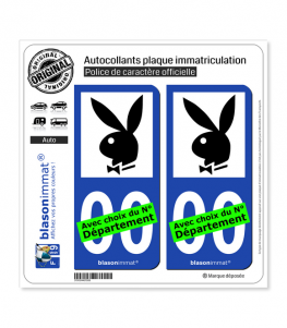 PlayBoy - Fond Blanc | Autocollant plaque immatriculation