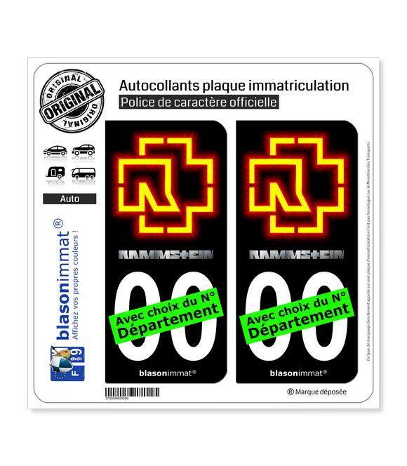 Rammstein - Orange | Autocollant plaque immatriculation