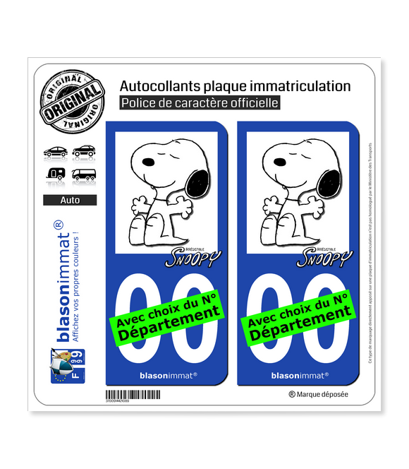 Snoopy’s | Autocollant plaque immatriculation