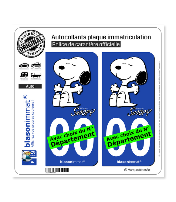 Snoopy’s II | Autocollant plaque immatriculation