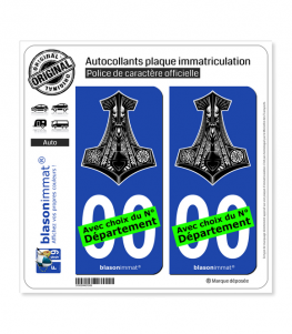 Thor - Marteau | Autocollant plaque immatriculation
