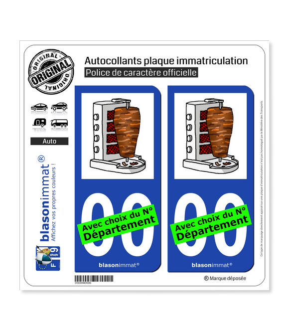 Kebab - Broche | Autocollant plaque immatriculation