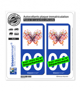 Papillon MultiColor | Autocollant plaque immatriculation