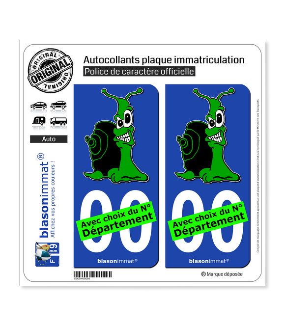 Escargot - Vert | Autocollant plaque immatriculation