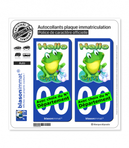 Grenouille - Hello | Autocollant plaque immatriculation