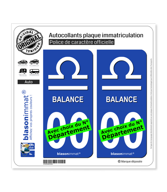 Balance - Symbole | Autocollant plaque immatriculation