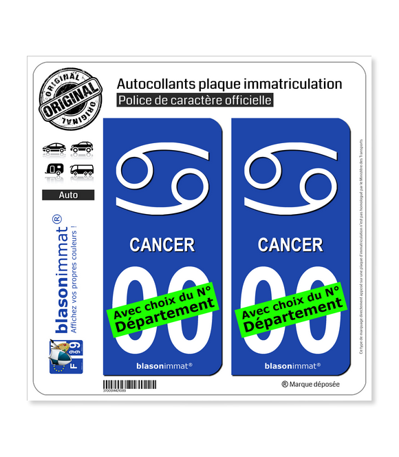 Cancer - Symbole | Autocollant plaque immatriculation