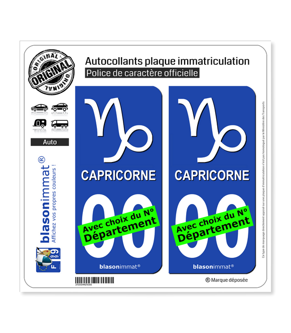 Capricorne - Symbole | Autocollant plaque immatriculation