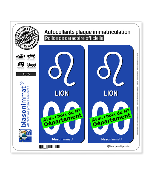 Lion - Symbole | Autocollant plaque immatriculation