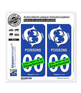 Poissons - Emblème | Autocollant plaque immatriculation