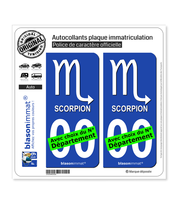 Scorpion - Symbole | Autocollant plaque immatriculation