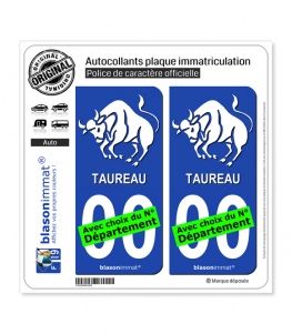 Taureau - Emblème | Autocollant plaque immatriculation