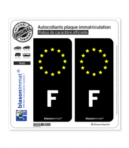 F France Européen - Côté Droit | Autocollant plaque immatriculation