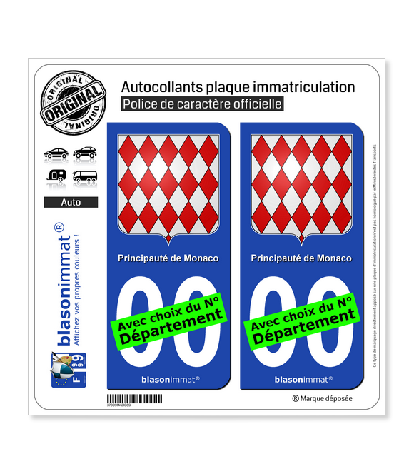 Monaco - Blason | Autocollant plaque immatriculation