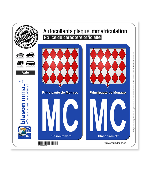 MC Monaco - Blason | Autocollant plaque immatriculation