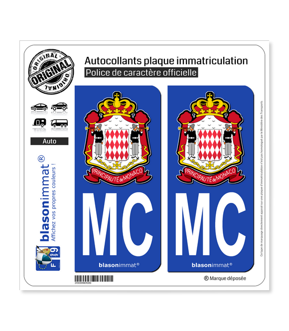 MC Monaco - Carabiniers du Prince | Autocollant plaque immatriculation