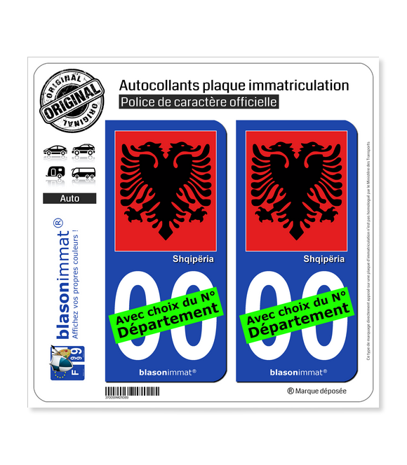 Albanie - Aigle Albanais | Autocollant plaque immatriculation