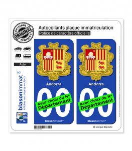 Andorre - Armoiries | Autocollant plaque immatriculation