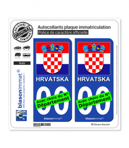 Croatie - Armoiries Drapées | Autocollant plaque immatriculation