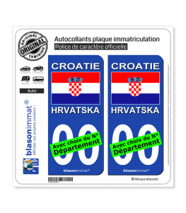 Croatie - Drapeau | Autocollant plaque immatriculation