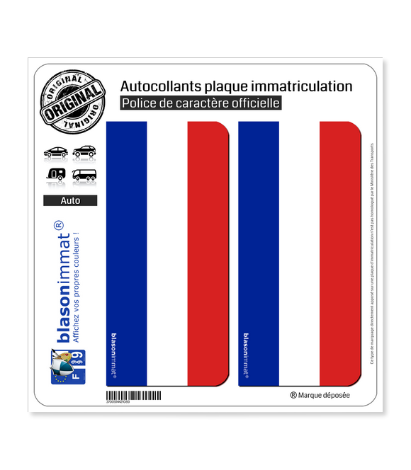 France - Drapeau Vertical | Autocollant plaque immatriculation