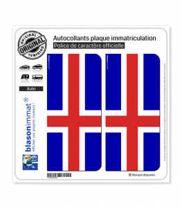 Islande - Drapeau Plein | Autocollant plaque immatriculation