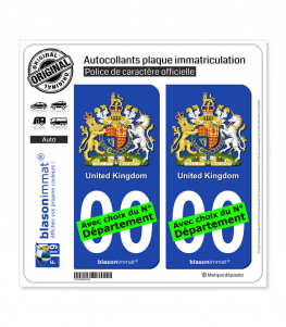 Royaume-Uni - Armoiries | Autocollant plaque immatriculation