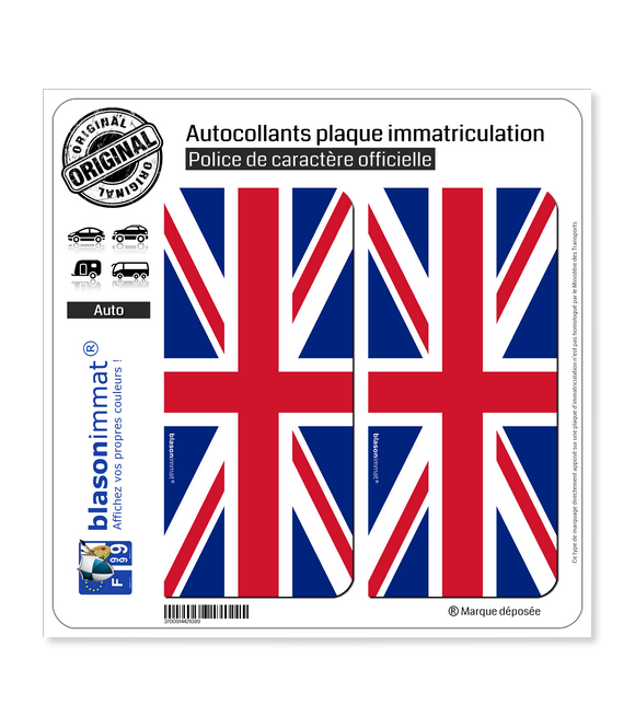 Royaume-Uni - Drapeau Vertical | Autocollant plaque immatriculation