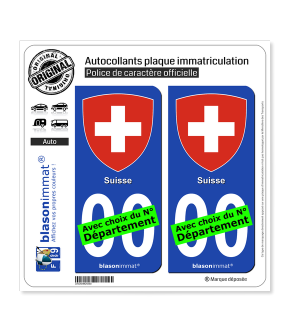 Suisse - Armoiries | Autocollant plaque immatriculation