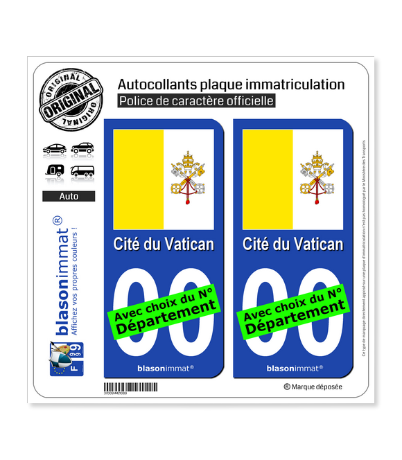 Vatican - Drapeau | Autocollant plaque immatriculation