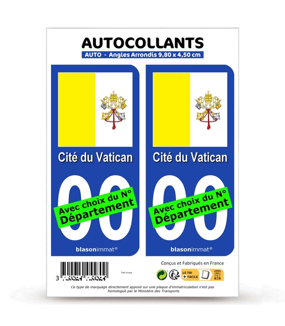 Vatican - Drapeau | Autocollant plaque immatriculation