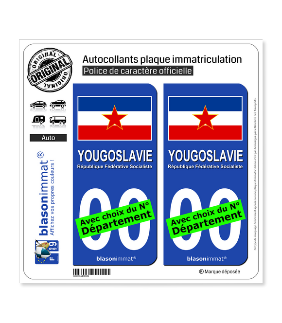 Adesivo Per Auto Bandiera Jugoslavia - Yugo, 15x10 Cm, Resistente UV E Autolavaggio