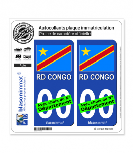 RD Congo - Drapeau | Autocollant plaque immatriculation