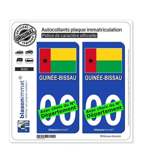 Guinée-Bissau - Drapeau | Autocollant plaque immatriculation
