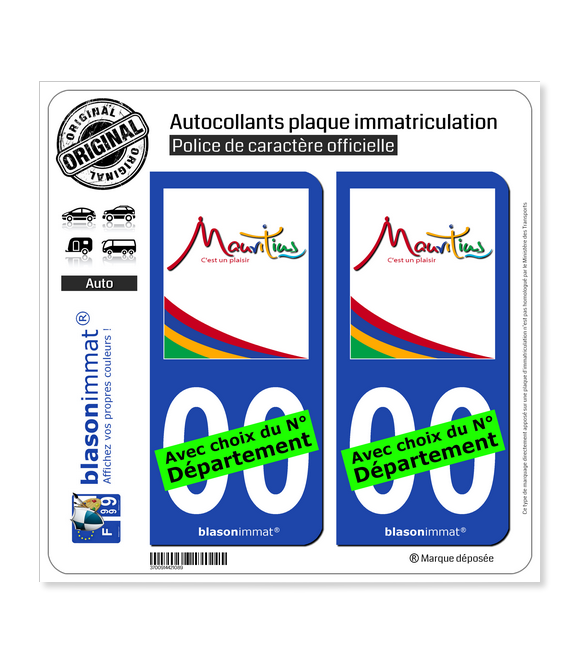 dro Angles Ile Maurice Mauritius sticker autocollant plaque numéro au choix 