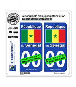 Sénégal - Drapeau | Autocollant plaque immatriculation