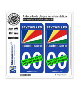Seychelles - Drapeau | Autocollant plaque immatriculation