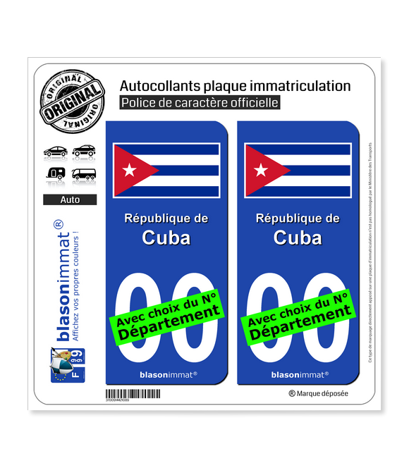 Cuba - Drapeau | Autocollant plaque immatriculation